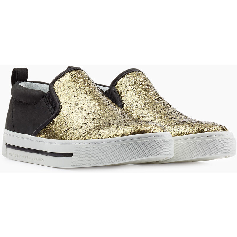 Marc by Marc Jacobs Leather Glitter Slip-On Sneakers