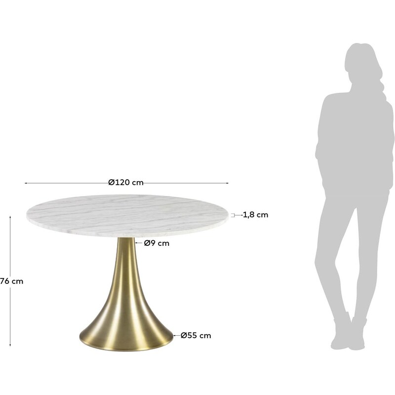 Bílý mramorový jídelní stůl Kave Home Oria 120 cm