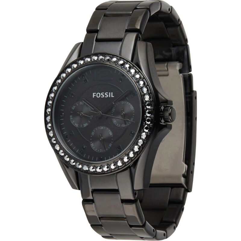 FOSSIL Analogové hodinky Riley černá / bílá