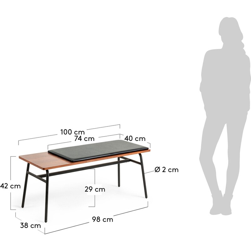 Ořechová lavice Kave Home Carabel 100 cm