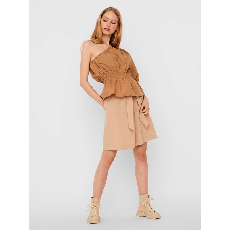 AWARE by VERO MODA Hnědá asymetrická halenka VERO MODA Olene - Dámské