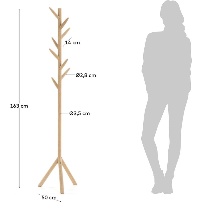 Březový stojací věšák Kave Home Natane 163 cm