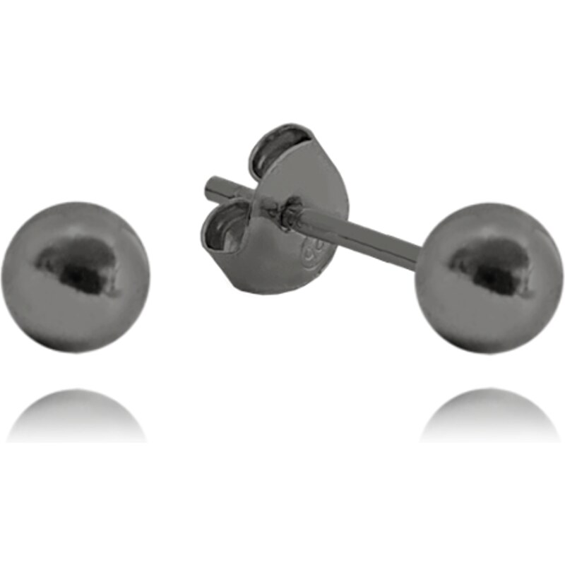 MINET Černé stříbrné náušnice KULIČKY 5 mm 72153519