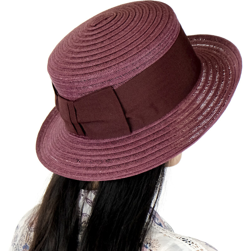 KRUMLOVANKA Letní dámský klobouk 18158 vínový