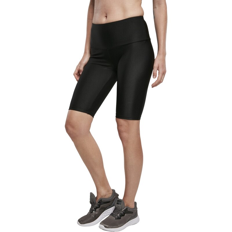 Urban Classics Ladies High Waist Shiny Rib Cycle Shorts black 108188386
