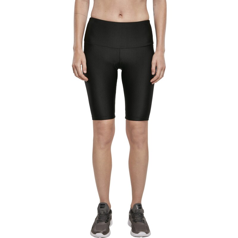 Urban Classics Ladies High Waist Shiny Rib Cycle Shorts black