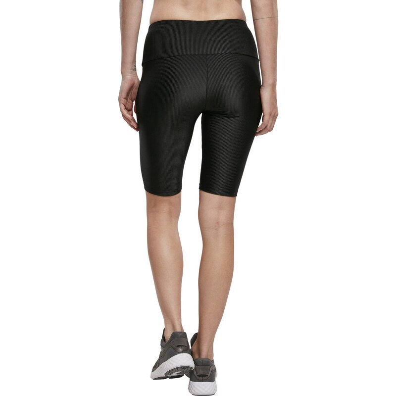 Urban Classics Ladies High Waist Shiny Rib Cycle Shorts black