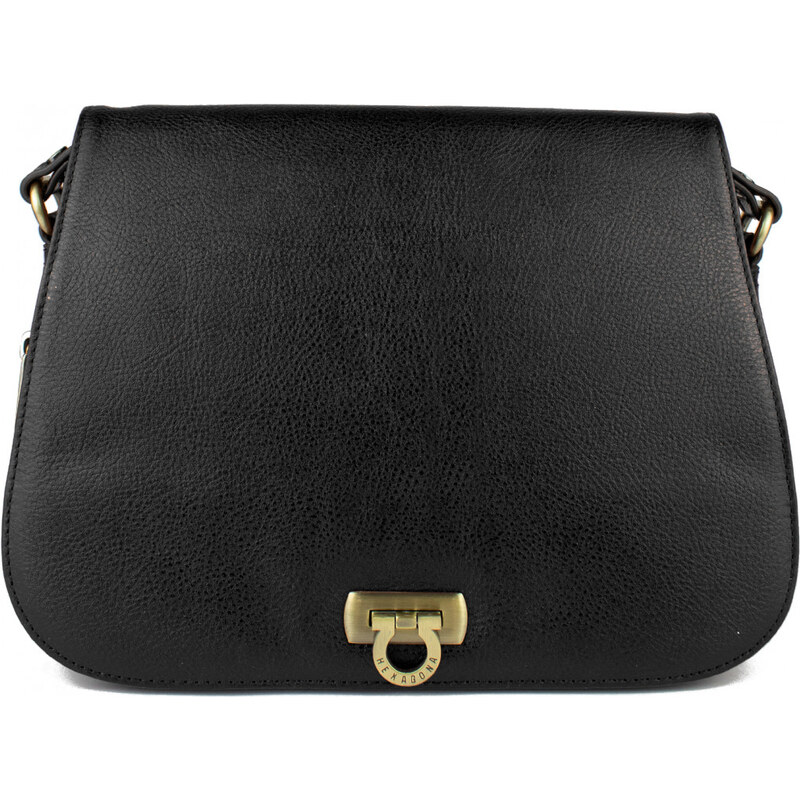 HEXAGONA Francouzská kožená kabelka crossbody Lormont Černá