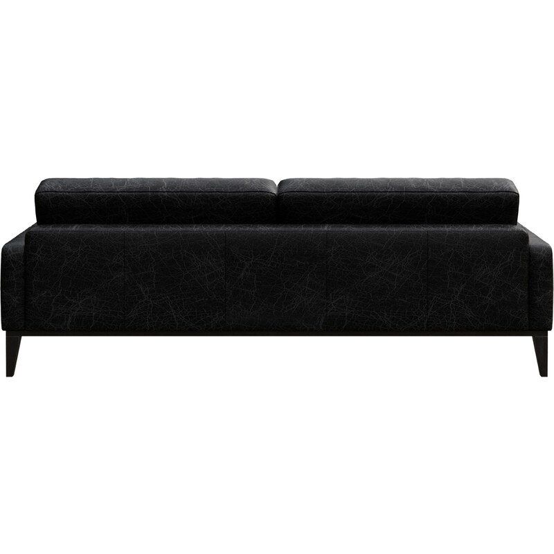 Černá vintage třímístná kožená pohovka MESONICA Musso Tufted 211 cm