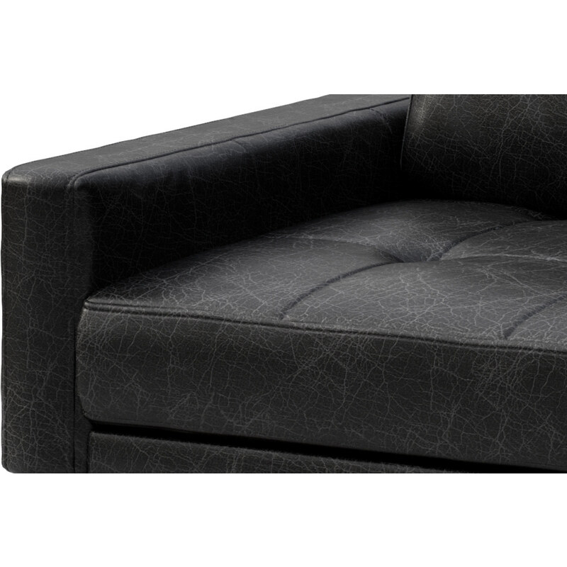 Černá vintage kožená rohová pohovka MESONICA Musso Tufted, pravá, 248 cm