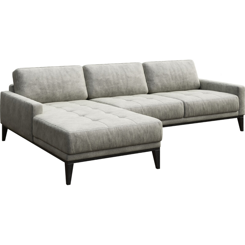 Šedá koženková rohová pohovka MESONICA Musso Tufted, levá, 248 cm