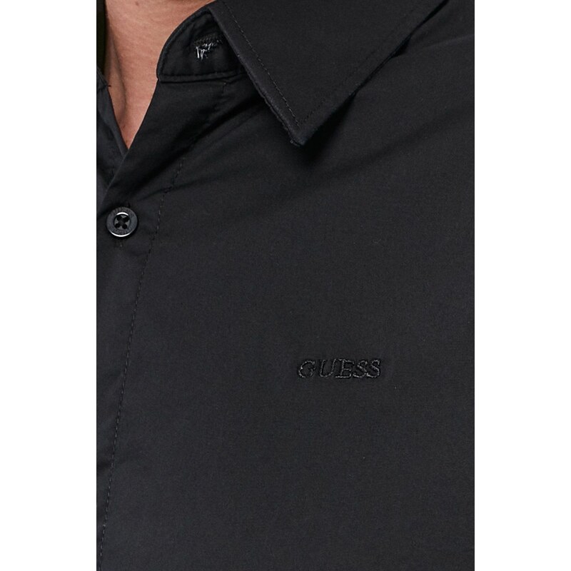 Košile Guess SUNSET pánská, černá barva, slim, s klasickým límcem, M1YH20 W7ZK1