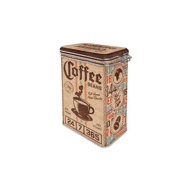 NOSTALGIC-ART Retro Dóza plechová s klipem Coffee Beans 1,3 l