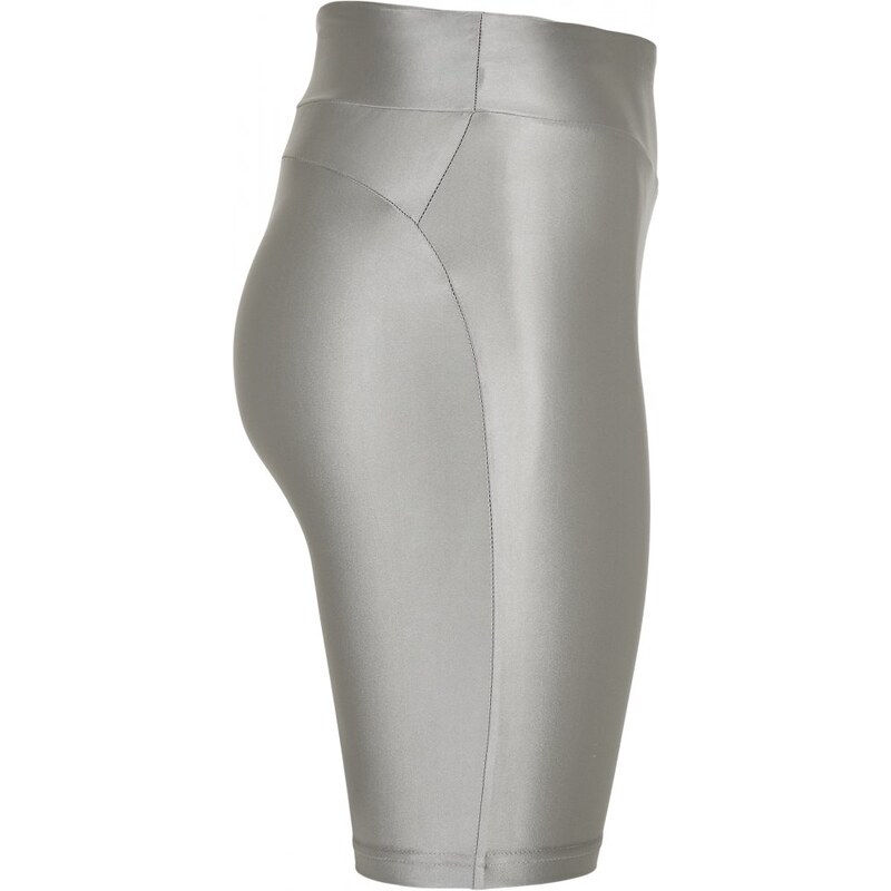 URBAN CLASSICS Ladies Highwaist Shiny Metallic Cycle Shorts - darksilver