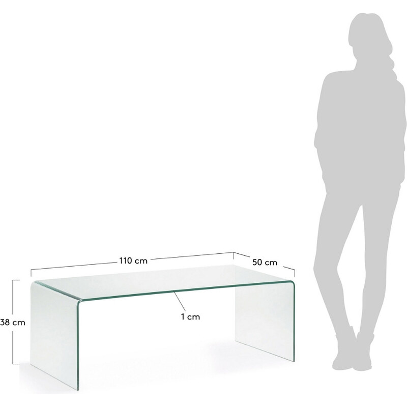 Skleněný konferenční stolek Kave Home Burano 110 x 50 cm