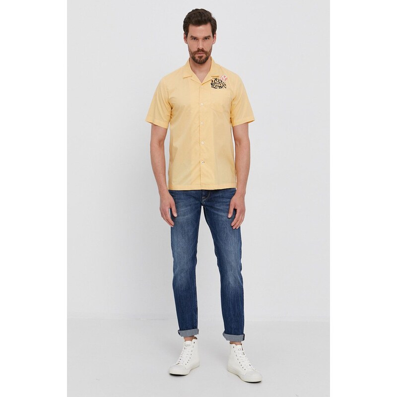 Košile Pepe Jeans pánské, žlutá barva, regular