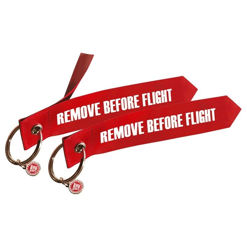 RBF ORIGINALS Klíčenky Remove Before Flight 2ks PVC červené 66858150