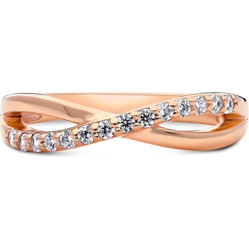 Emporial pozlacený prsten Zirkonová linie 14k růžové zlato MA-R0431