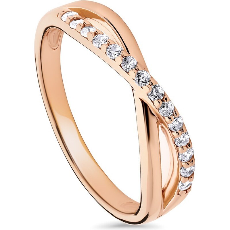 Emporial pozlacený prsten Zirkonová linie 14k růžové zlato MA-R0431