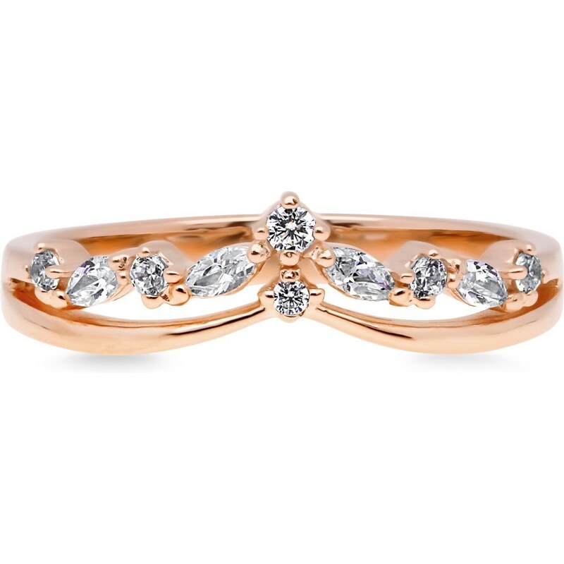 Emporial pozlacený prsten Princeznina korunka 14k růžové zlato MA-R0440