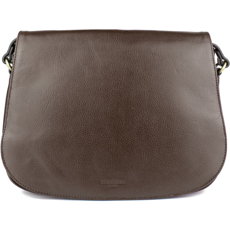HEXAGONA Francouzská kožená kabelka crossbody Hana Tmavě hnědá 61076533