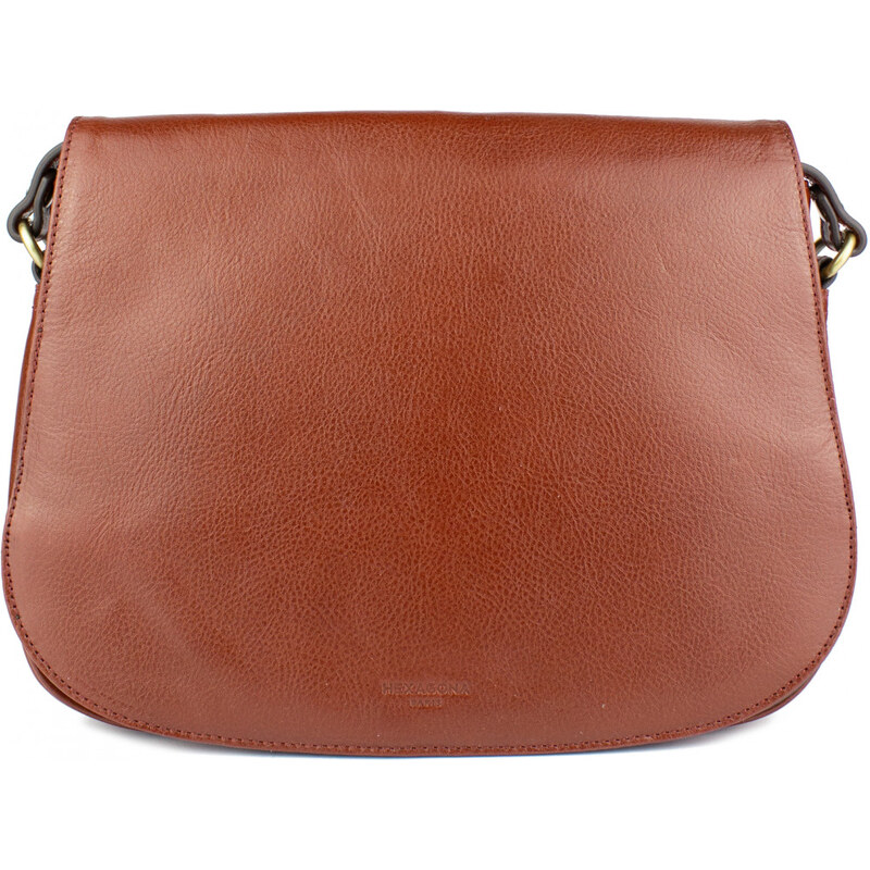HEXAGONA Francouzská kožená kabelka crossbody Hana Hnědá 90601876