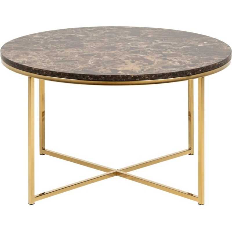 Scandi Hnědý mramorový konferenční stolek Venice 80 cm