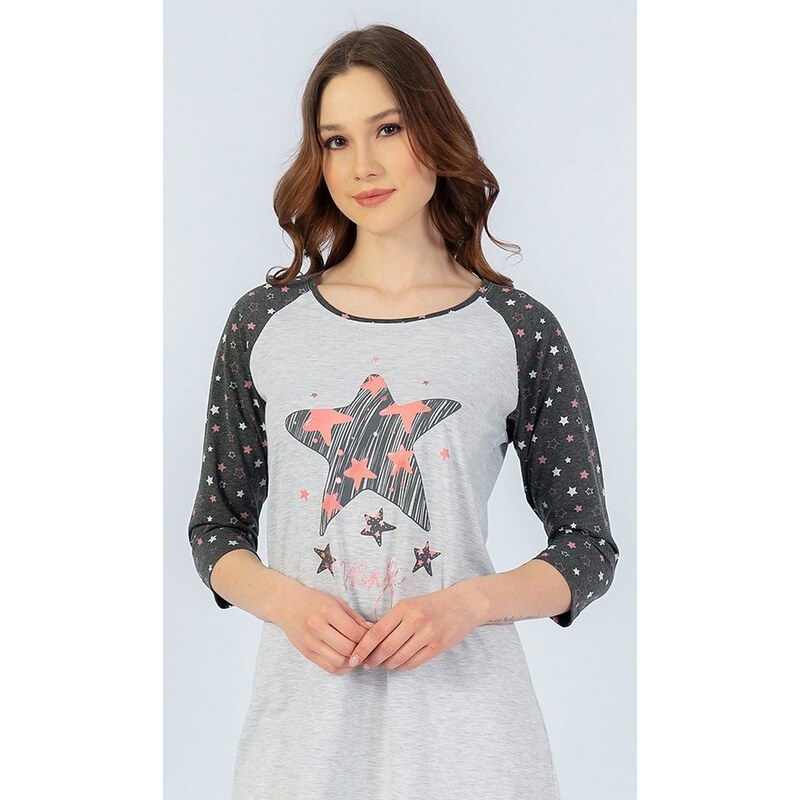 Vienetta Dámská noční košile s tříčtvrtečním rukávem Hvězda - lososová