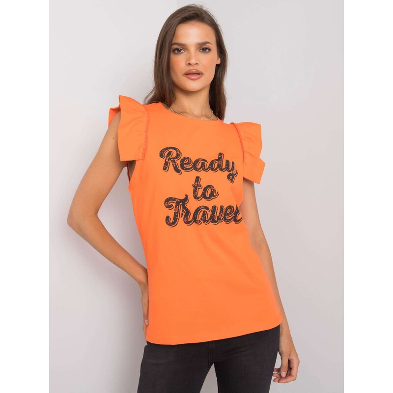 Fashionhunters Oranžová halenka pro ženy s potiskem