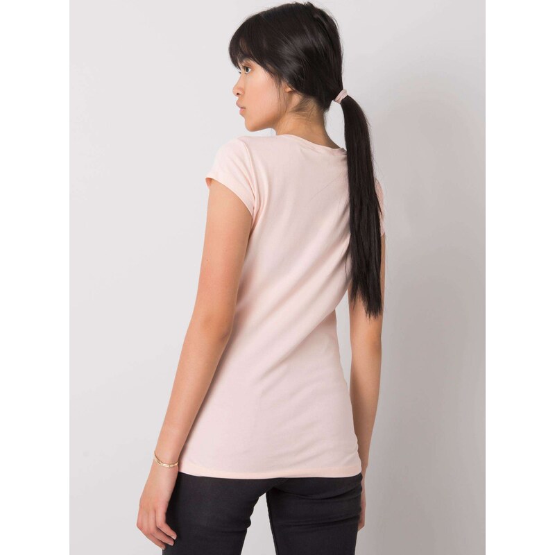 Fashionhunters Světle růžové dámské tričko s aplikací