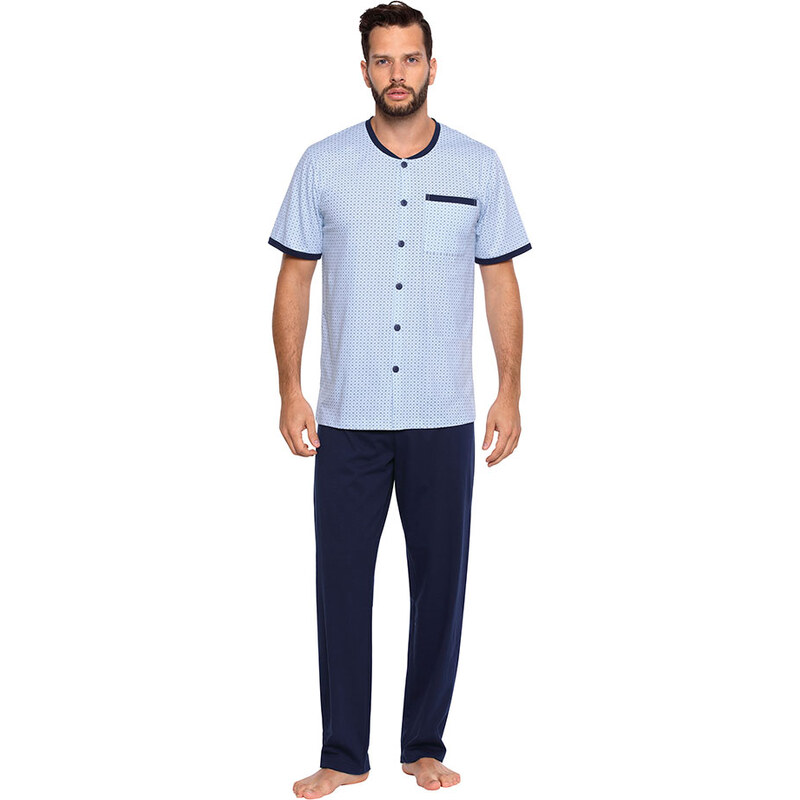 Wadima Pánské pyžamo s krátkým rukávem a dlouhými nohavicemi, 204122 40, světle modrá