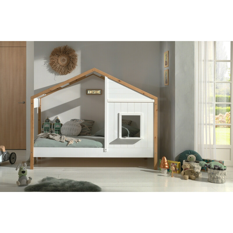 Bílá dřevěná dětská postel Vipack Babs I. 90 x 200 cm
