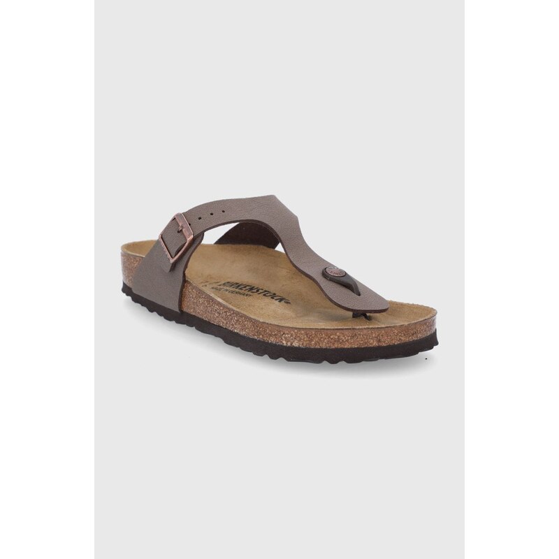 Žabky Birkenstock Gizeh dámské, hnědá barva, na plochém podpatku, 43751-Mocca