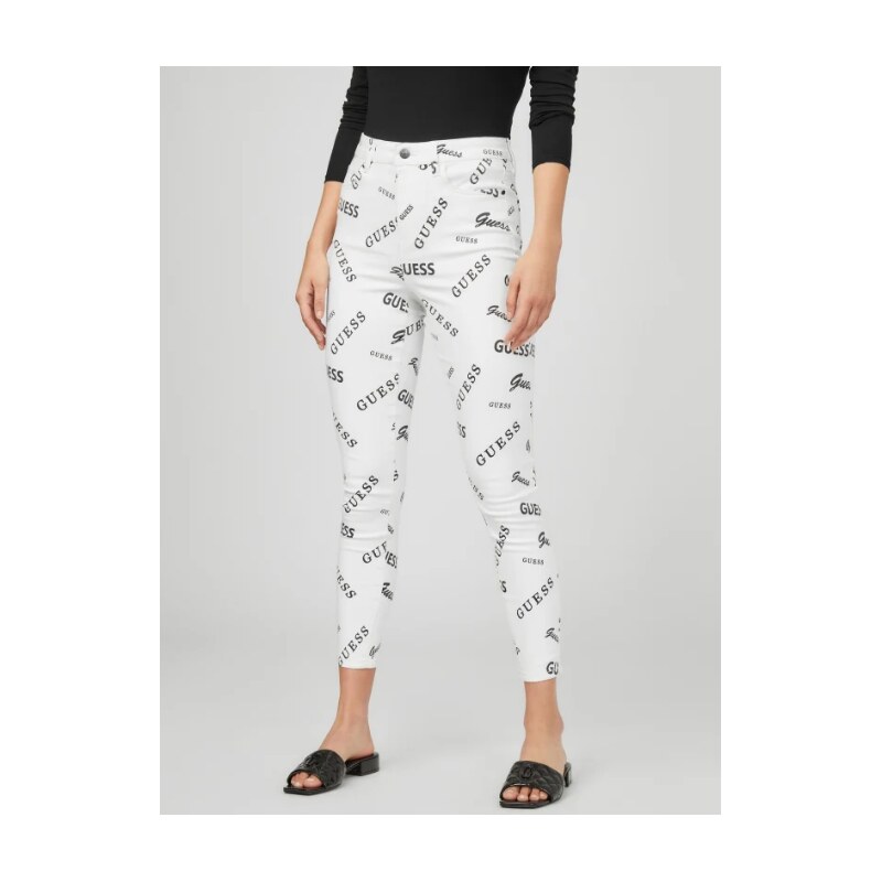 GUESS dámské džíny Aubry Logo Super-High Rise Skinny Jeans bílé 28