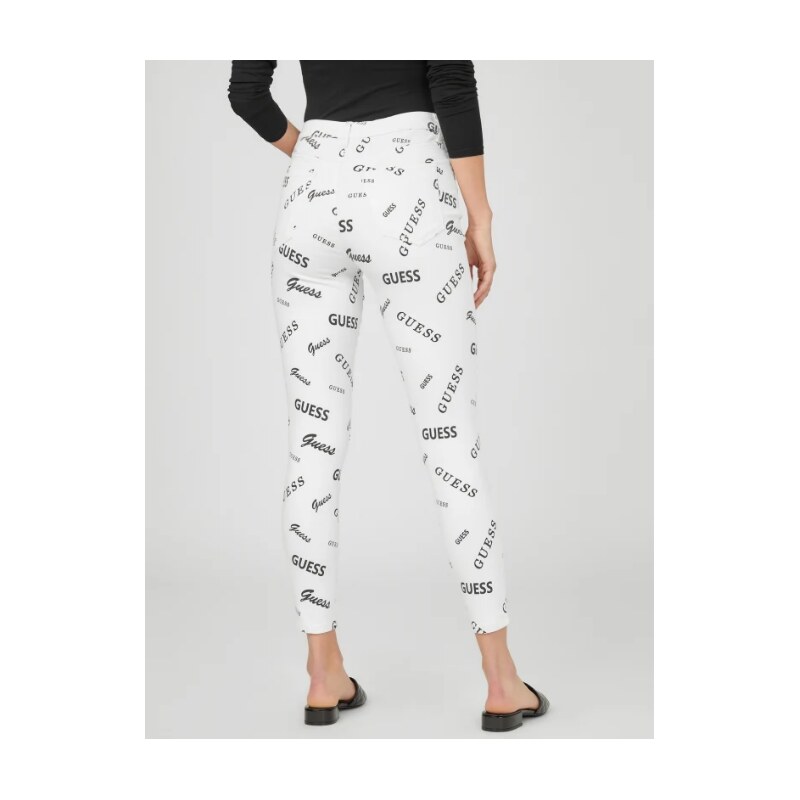 GUESS dámské džíny Aubry Logo Super-High Rise Skinny Jeans bílé 28