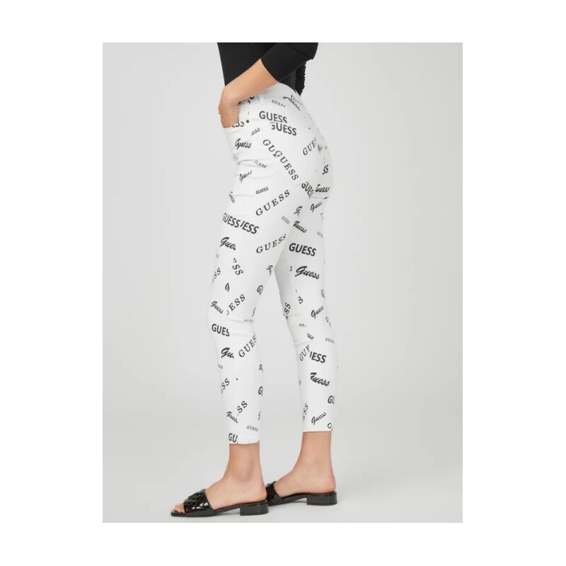 GUESS dámské džíny Aubry Logo Super-High Rise Skinny Jeans bílé 28