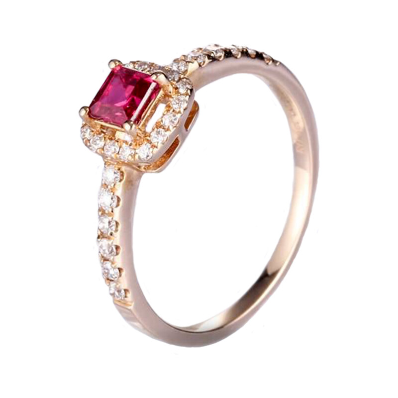 Eppi Zásnubní prsten s rubínem a diamanty Beki