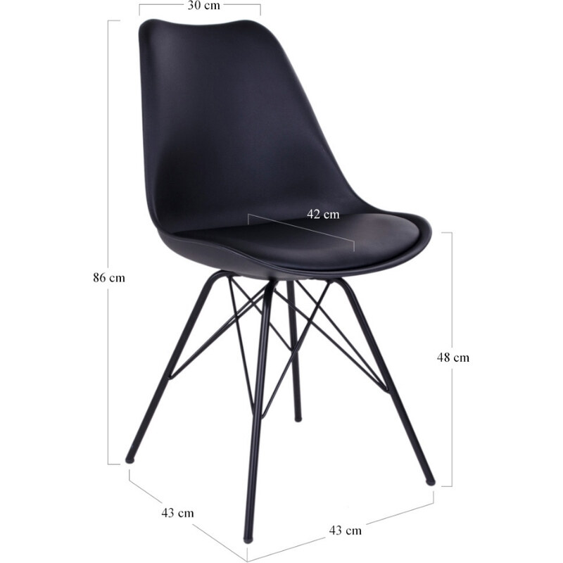 Nordic Living Černá plastová jídelní židle Marcus s černou podnoží