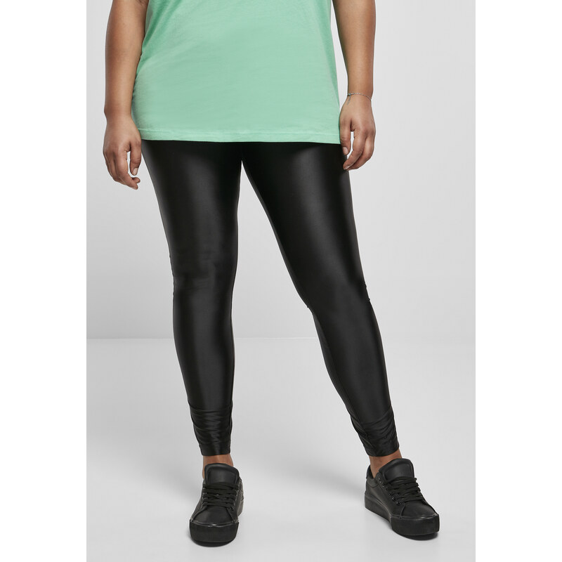 Urban Classics Dámské lesklé kovové legíny Highwaist černé