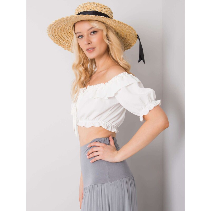 BASIC BÍLÝ DÁMSKÝ CROP TOP S VOLÁNY --WHITE Bílá