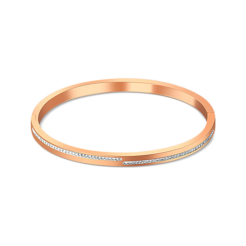 JVD Dámský rose gold ocelový náramek se zirkony SSSB0055XI8RO00