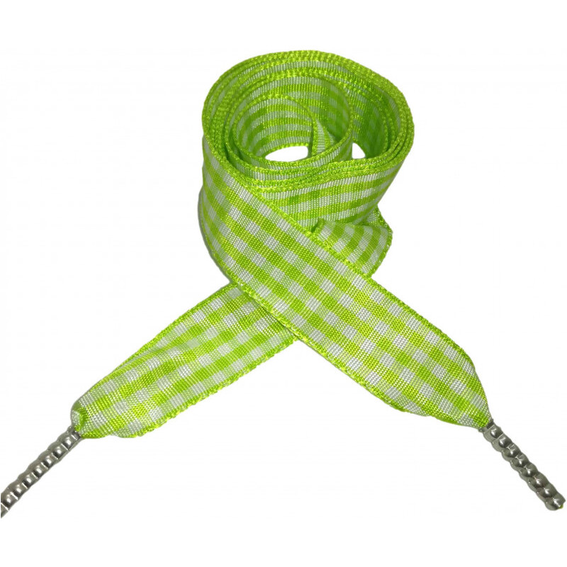 Módní tkaničky - zelené kárované kaze001