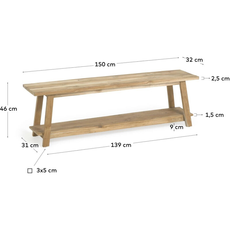 Teaková lavice Kave Home Safara 150 cm