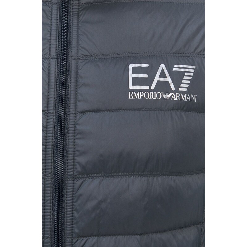 Péřová bunda EA7 Emporio Armani šedá barva, přechodná