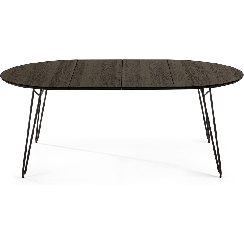 Černý jasanový rozkládací stůl Kave Home Milian 120-200x120 cm
