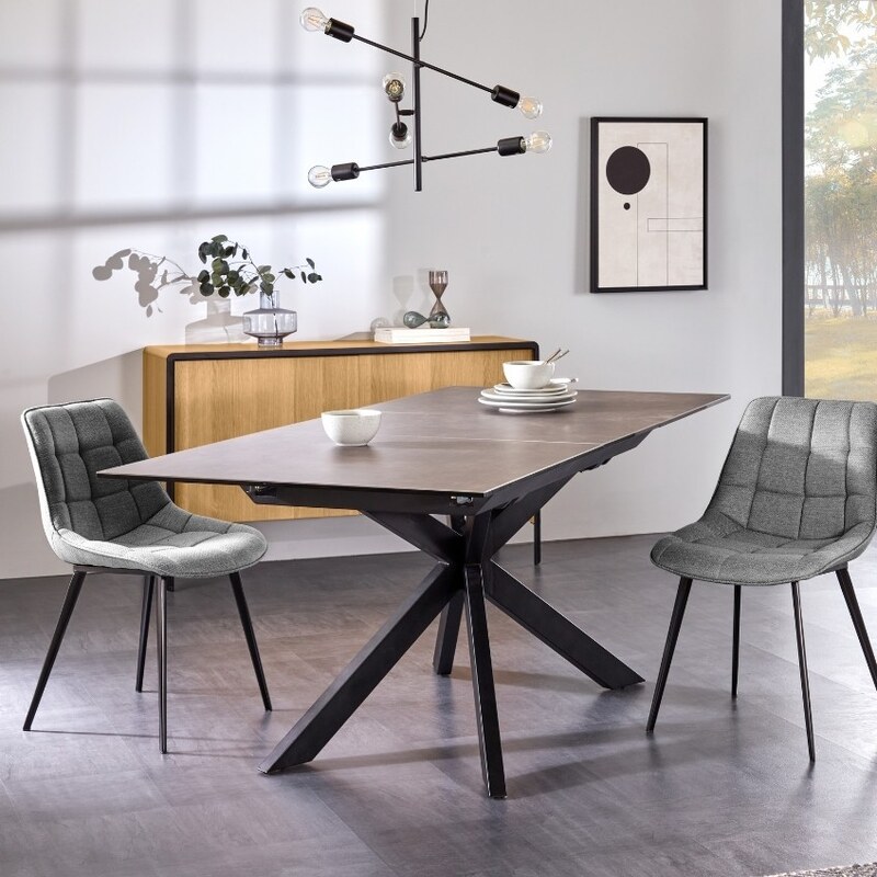 Šedý keramický rozkládací jídelní stůl Kave Home Atminda 160/210 x 90 cm