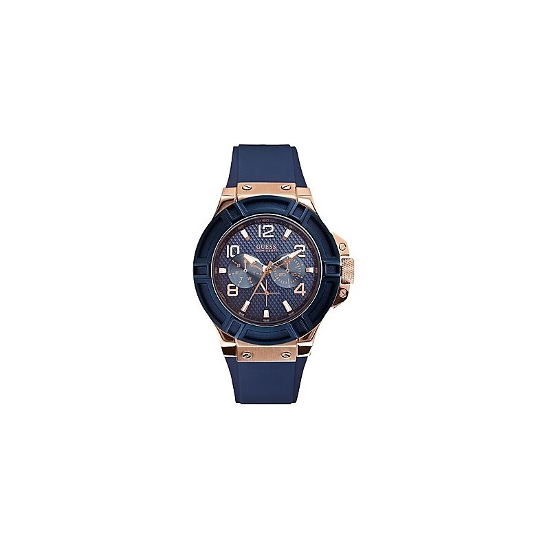 Guess Hodinky Rigor®Standout Sport Casual Watch–Blue and Rose Gold-Tone