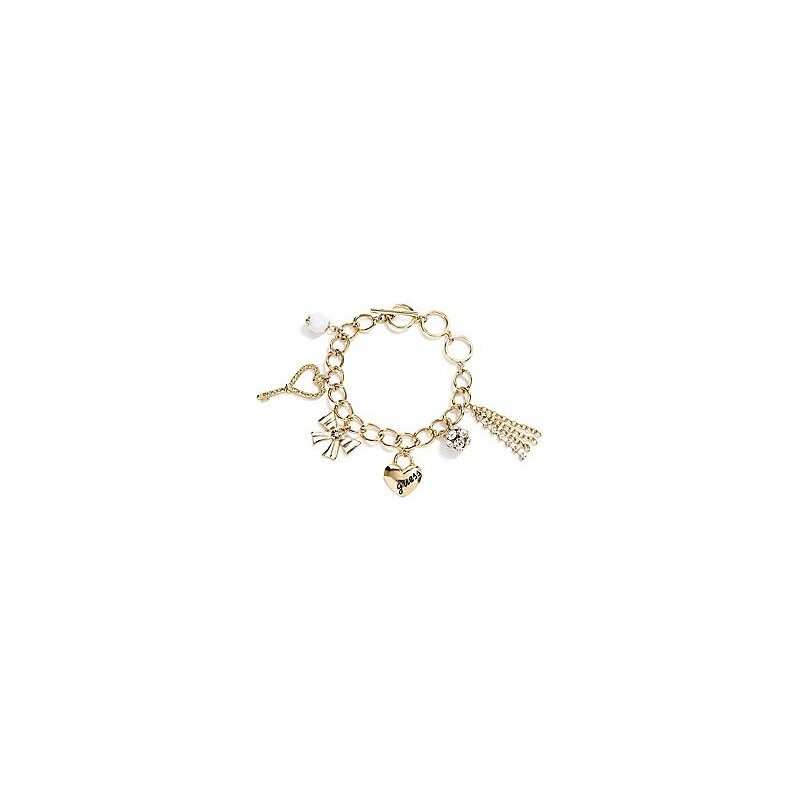 Guess Náramek Gold Tone Sparkle Charm Bracelet