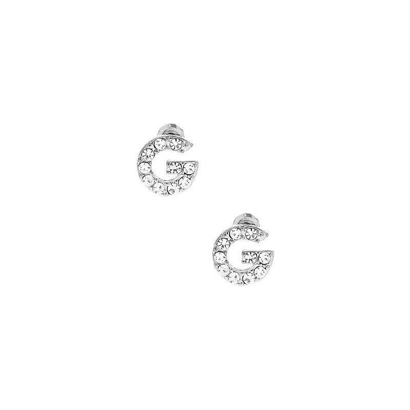 G by Guess Náušnice Silver Toned Crystal Pave G