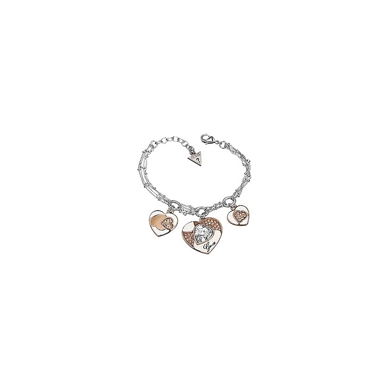 Guess Náramek 3 Heart Charm Bracelet